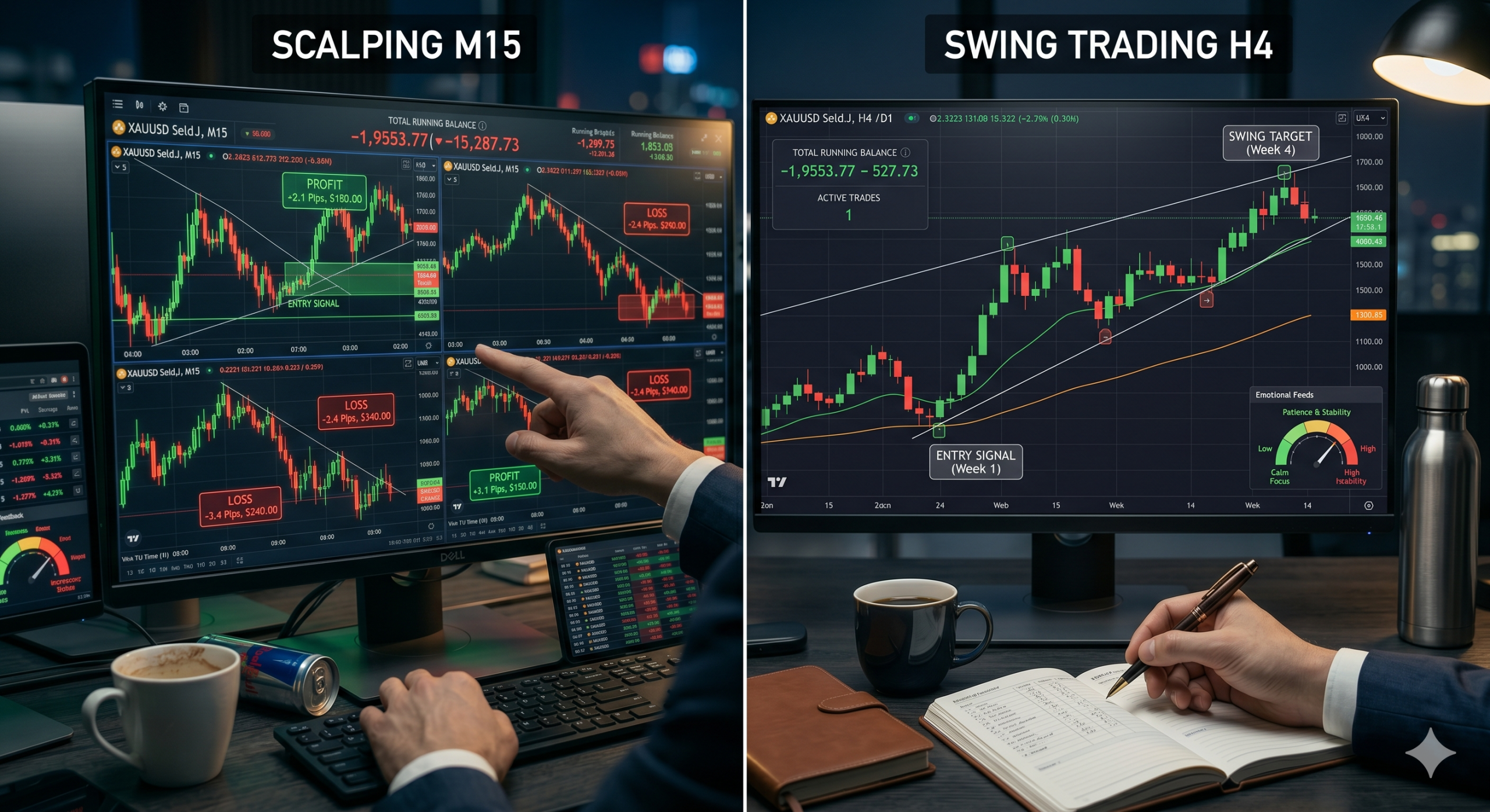 So sánh scalping M15 và swing trade vàng: phương pháp nào dễ kiếm tiền hơn?